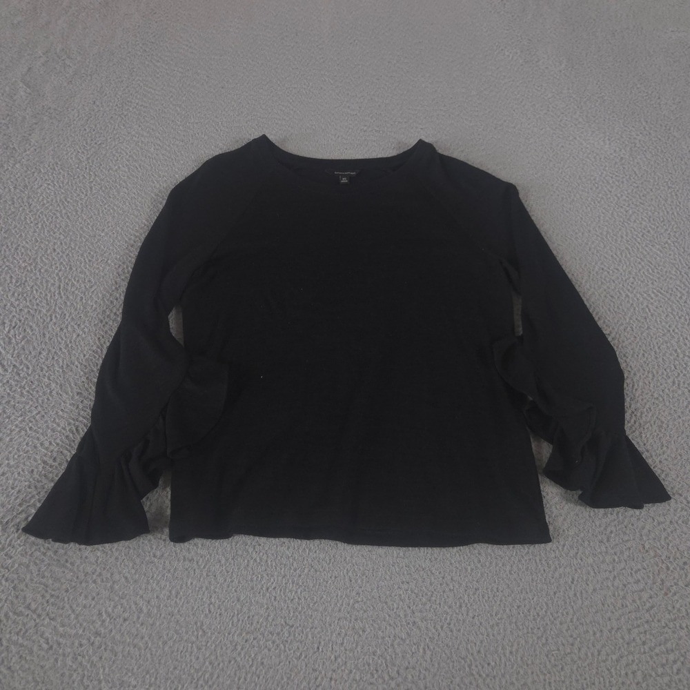 Banana Republic Top Womens XS Black Flutterβ Sleeve Rayon Blend Knit Pullover